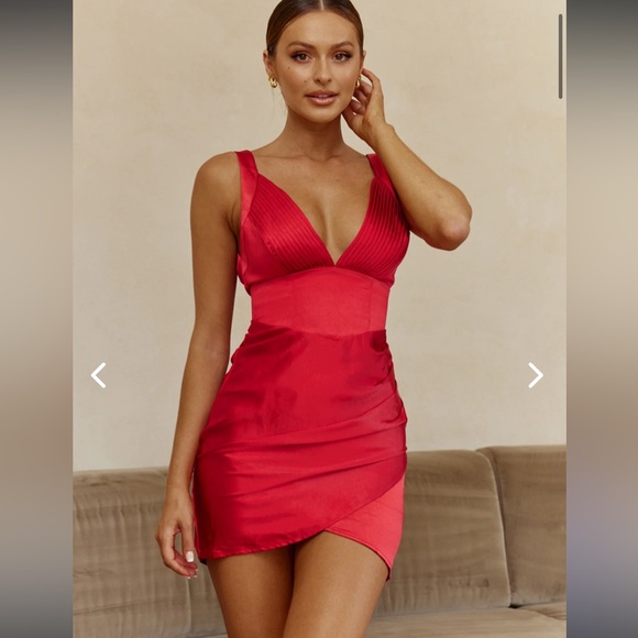 Selfie Leslie Come What May Pintuck Pleat Gathered Side Mini Dress Red NEW L/XL - Picture 1 of 16